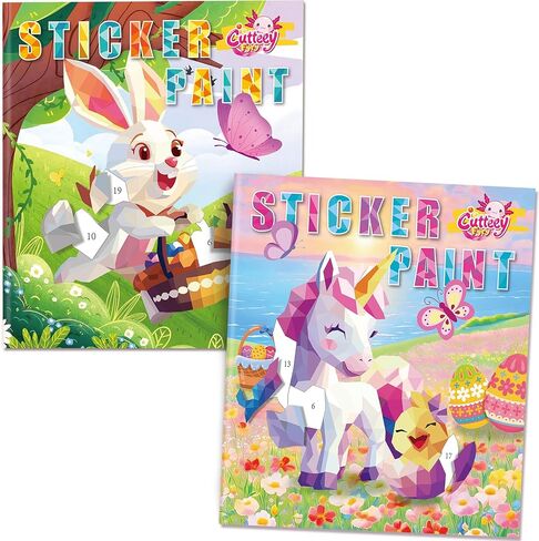2PCS CutteeyFyry Paint by Number Sticker Book Travel Activities for Girls Kids - Road Trip & Airplane Toys, Birthday Present, Classroom Gifts, Travel Essentials for Toddlers & Long Car Rides in Saudi Arabia