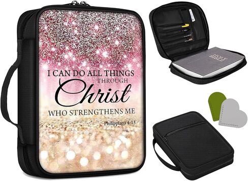 FUYOCWE Bible Case Book Cover, Large Capacity Bible Holder Carrying Case Church Bag With Handle + Back Zipper Pocket,Purple Arcient dragon in Kuwait