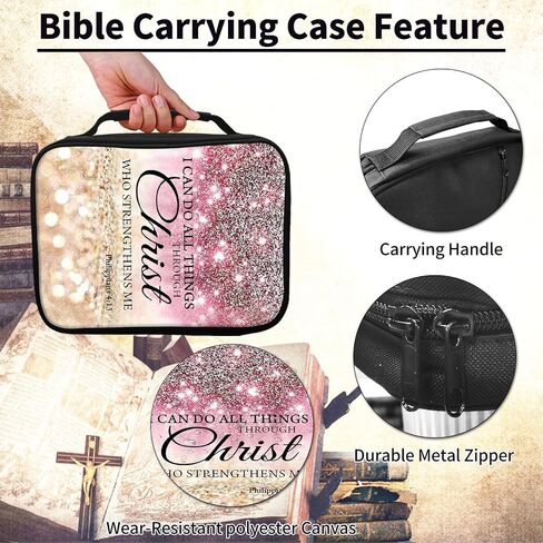 FUYOCWE Bible Case Book Cover, Large Capacity Bible Holder Carrying Case Church Bag With Handle + Back Zipper Pocket,Purple Arcient dragon in Kuwait