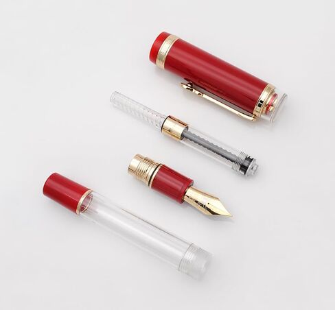 JINHAO 1935 Fountain Pen TIANDAO Series #8 Nib Ink Pen with Guitar-Shaped Clip and Ink Converter (M Nib 0.7mm, Red) in Saudi Arabia