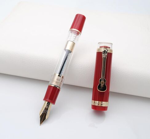 JINHAO 1935 Fountain Pen TIANDAO Series #8 Nib Ink Pen with Guitar-Shaped Clip and Ink Converter (M Nib 0.7mm, Red) in Saudi Arabia