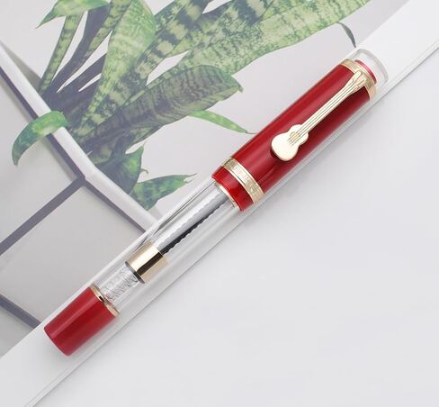 JINHAO 1935 Fountain Pen TIANDAO Series #8 Nib Ink Pen with Guitar-Shaped Clip and Ink Converter (M Nib 0.7mm, Red) in Saudi Arabia