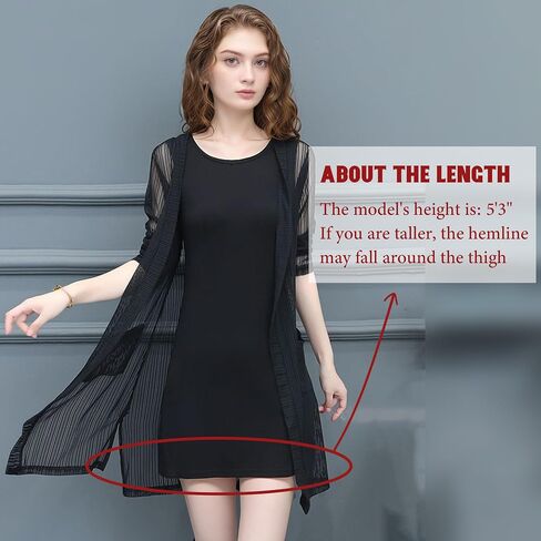 FindThy Women’s Long Sleeve Sheer Cardigan Open Front Kimono Summer Cover Up Lace Shrug in Saudi Arabia