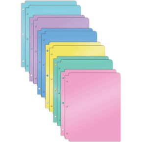 Better Office Products 3 Hole Punch Pocket Folders, Bulk Pack, Sturdy Plastic 2 Pocket Folders, Assorted Pastel Colors, Letter Size, with Business Card Slot,(6 Pack)