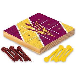 Rico Industries NCAA Peg Tic Tac Toe Game 4.25" x 4.25" Wooden Travel Sized Tic Tac Toe Game - Toy Peg Games - Family Fun