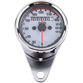 12V Motorcycle Speedometer Mph, Keenso Universal 0-160km/h Stainless Steel Motorcycle Odometer Speedometer Gauge Single Indicator (Black)