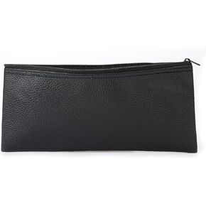 Microphone Bag, 10.83x4.72 inch Leather Zippered Mic Pouch Wireless Handheld Microphone Storage Bag Black Portable Cases Holder for Travel Outdoor
