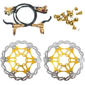 Zoom Hydraulic Disc Brakes Mountain Bike Sets MTB Front & Rear Set with Floating Disc Rotor 160mm & Color Bolts (Black)