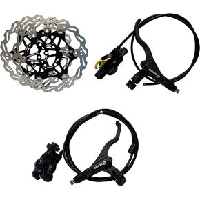 Zoom Hydraulic Disc Brakes Mountain Bike Sets MTB Front & Rear Set with Floating Disc Rotor 160mm & Color Bolts (Black)
