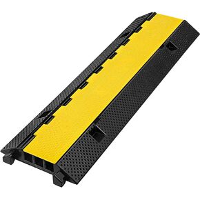 Happybuy 1 Pack of 3-Channel Rubber Cable Protector Ramps Heavy Duty 44000Lbs Load Capacity Cable Wire Cord Cover Ramp Speed Bump Driveway Hose Cable Ramp Protective Cover