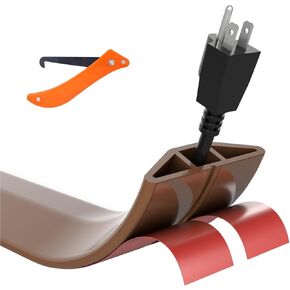 Floor Cord Cover 5 FT, Cord Covers for Wires on Floor, Self-Adhesive Power Cable Protector, Ideal Extension Cord Cover to Protect Wires On Floor – Cord Cavity = 0.63" (W) x 0.31" (H)- White