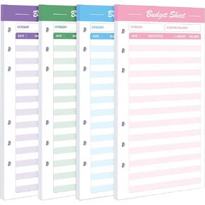 SKYDUE 60pcs Expense Tracker Budget Sheets for A6 Budget Binder,6-Holes Tracking Budget Sheets for Budget Planner
