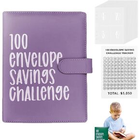 100 Envelope Challenge Binder, Envelope Challenge Binder, Money Binder, Easy and Fun Way to Save $5,050 Savings, 9 Colors (Green)