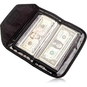 Money Organizer for Cash, Money Wallet Organizer for Cash, 6 Zippered Pocket Multipack Pouch, Money Envelopes for Cash, Cash Organizer for Budgeting, Cash Savings Organizer (Black)