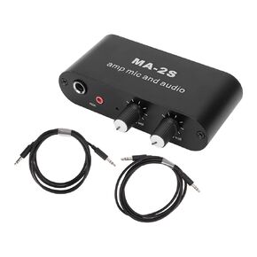 Audio Preamplifier, Small Stereo Audio Preamplifier, 3 Output Ports ABS and Aluminum Headphone Amplifier with Audio Cable for Preamplifiers