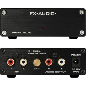 FXAUDIO BOX01 Phono Turntable Preamp - مشغل تسجيل الفينيل LP Mini MM Phono Preamplifier، مخرج RCA، تشغيل منخفض الضوضاء، مع محول طاقة DC 12V in Kuwait