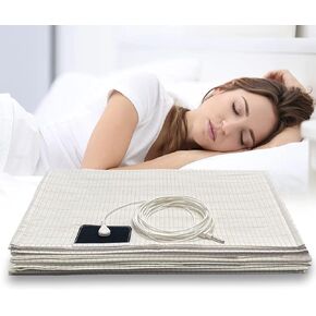 Grounding Sheet with Grounding Cord,Grounding Sheets with Organic Cotton Conductive Silver Fiber, Grounding Improve Sleep (35X59in White