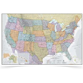 Maps International Classic USA Wall Map - Map of The USA Poster - Front Lamination – 24 x 36