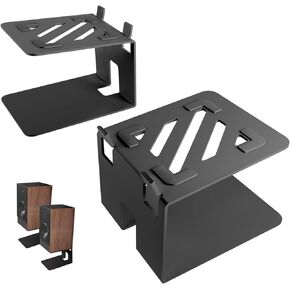 Desktop Speaker Stands, Metal Bookshelf Speaker Stands with Vibration Absorption Pads, Studio Monitor Stand Support 30lbs, 5° Incline Computer Speaker Stand, Better Audio Experience, Black