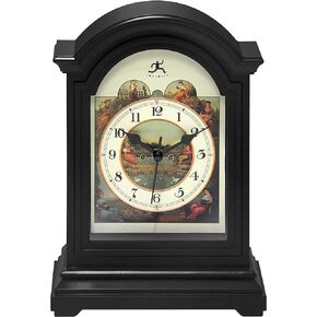 Infinity Instruments Brown Plastic Tabletop Clock 9 x 6 Decorative Mantle Tabletop Clock Mini Desktop Table Mantel Decor Vintage Living Room Decor…