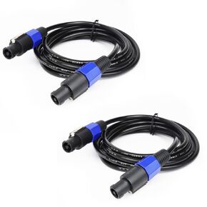 25 Ft. Pack of 2 True 4 Conductor Speakon Cable - 2pcs 25 Feet 4 Pole Speak-ON to SpeakON Cables - 12 AWG Heavy Duty PA DJ Stage Amplifier to Cabinet Wiring with Twist Lock