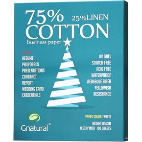 75% Cotton 25% Linen Paper, 85gsm Inkjet Printing Paper, 8.5"x11" White Color Resume Paper,100 Sheets Won't Get Wet Cotton Paper in Kuwait