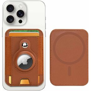 PureGear Mag AirTag Wallet, Magnetic Wallet with Protective AirTag Holder for iPhone 15/14/13/12 Series, MagSafe Compatible, Holds Up to 8 Cards, Slim Minimalist, AirTag Not Included (Black)