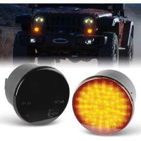 JK LED Sequential Dynamic Turn Signal Light LED Indicator Blinkers Compatible with Jeep Wrangler JK 2007-2018 Amber Parking Lights (Smoked Len)