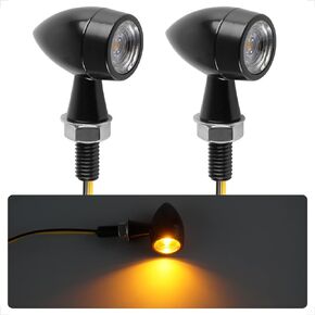 evermotor Mini Bullet Motorcycle Turn Signals - Waterproof LED Blinker Lights, 12V Universal Front and Rear Indicators for Harley, Dirt Bike, Yamaha, Honda, Cafe Racer, Cruiser - Amber Light, 2PCS