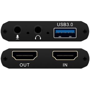 4K Audio Video Capture Card, Recording Card with Microphone HDMI Loop-Out，HDMI to 1080P USB 3.0 for Gaming Streaming TV Recorder, Live Streaming Broadcasting