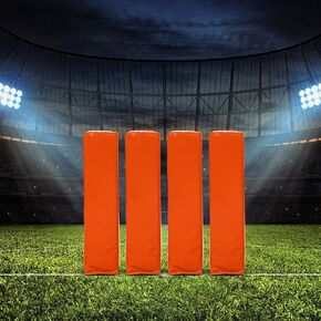 Weighted Anchorless End Zone Football Pylons, Offical Size, Regulation Goaline and Corner for Flag, High School, College and Pros, Set of 4 in Orange