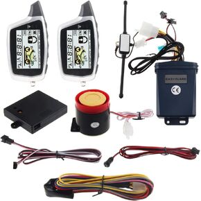 EASYGUARD EM212 2 Way Motorcycle Alarm System with LCD Pager Display Rechargeable Transmitter Built in Shock Sensor & Microwave Sensor Detecting DC12V