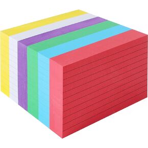 Index Cards Colored Study Cards, 600PCS Flash Cards 6 Neon Colors 3x5 One Ruled Side for School Office Learning Note Taking