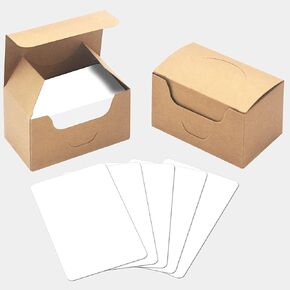 200 PCs Blank White Kraft Paper Round Corner Flash Word Message Gift Index Card (3.5" X 2.1")