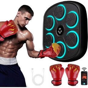 Voraiya New Smart Music Boxing Machine with Boxing Gloves, Bluetooth Training Machine with LED Electronic Wall Mounted, Electronic Focus Agility Training Digital Boxing for Kids and Adults in Kuwait