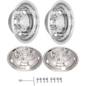 19.5 inches Hubcaps Fitting for 2005-2020 Ford Raptor F450 F550 Wheel Simulator 10 Bolts with 5 Handholes SS 304 Set of 4PCS for Truck