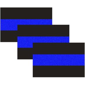 3 Pack Reflective Police Thin Blue Line Bumper Decal Stickers 4" x 2.6" | Compatible with Cars & Trucks, Honoring Police Law Enforcement Vinyl Window Laptop Tape