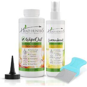 Head Hunters Specialist Pro Natural Lice Treatment Extra Strength Family Head Lice Shampoo Kit with Lice Repellent Spray & Lice Comb - Non-Toxic Effective Head Lice Treatment Kit - Family Size