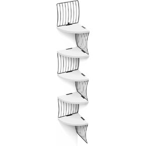 Love-KANKEI Corner Shelf Wall Mount of 5 Tier Rustic Wood Floating Shelves for Bedroom Wall Shelves Living Room Bathroom Kitchen Office and More Weathered Grey