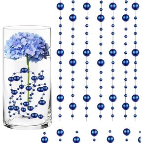 50Pcs Pearl Strings for Floating Candles, Floating-Effect Faux Pearls for Vase Filler, Centerpiece Table Decorations for Wedding, Party, Event (Black)