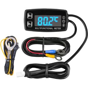 Runleader Digital LED Engine Hour Meter,RPM &Temperature Display,Maintenance Reminder,External Powered Operating for Lawn Mower Generator Dirtbike Paramotor Outboard Motor Marine Compressor