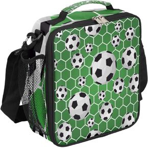 Football Soccer Player Green Lunch Boxes Bag for Kids Cooler Bag Reusable Lunch Box Containers Insulated Lunch Bag