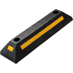 Zone Tech Heavy Duty Rubber Parking Guide - 4Pcs Premium Quality Durable Car Garage Wheel Stopper Professional Grade Parking with Reflective Yellow Tape Curb