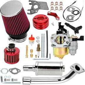 YOXUFA 212cc Racing Carburetor Exhaust Header Muffler Stage 2 Kit for Predator 212cc 196cc 200 6.5hp Engine Coleman CT200U BT200X Baja Warrior Mb200 Gx160 Mini Bike Go Kart High Performance Part
