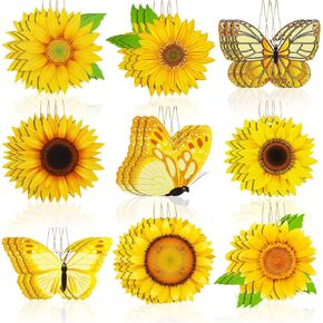 27 Pcs Summer Tree Ornaments Set Summer Wooden Ornament Decoration Sunflower Butterfly Pendant Hanging Tags Embellishments Wood Cutout with Rope for Home Small Tree Party Favors