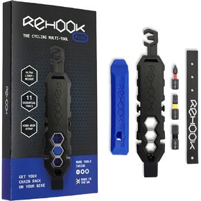 Rehook PLUS - Lightweight Bike Multi Tool for Cyclists. Includes Tyre Levers, Spoke Keys, Chain Tool, Wrench, Hex, Screwdriver