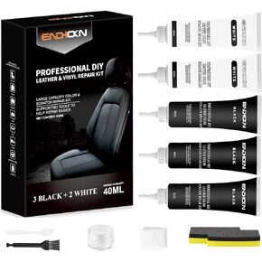 Black Leather Repair Kit ENDHOKN Vinyl Repair Kit-Furniture Sofa, Car Seat, Leather Clothing, Leather Bag, Belt, Suitcase, Leather Gloves and Other Cracks and Damage Repair Kit