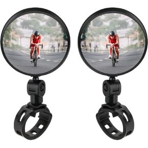 Cosmos 2 Pcs Bike Mirror Cycling Rear View Mirror HD Glass Convex Mirror 360 Degree Adjustable Rotatable Bicycle Handlebar Mirror Wide Angle Safety Mirror for Mountain Road Bike Bicycle