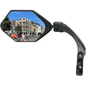 Hafny NEW Handlebar E-Bike Mirror, Large Surface Mirror, HD Automotive Grade Glass Bicycle Mirror, Safe Blast-Resistance Cycling Mirror, (HF-M904-FR01B) (Anti-glare Blue Glass Left)