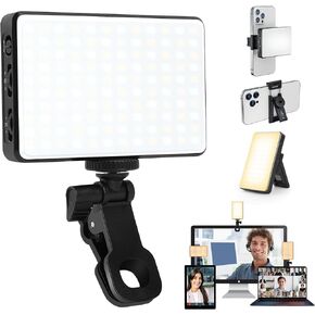 Selfie Light for Phone with Clip, 2500K-9000K Dimmable, CRI 95+, 3000mAh Rechargeable Phone Light Clip for Vlog/Tiktok/Video Conference (Black)
